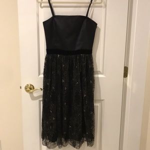 Tahari Silk And Laced Spaghetti Strap Dress